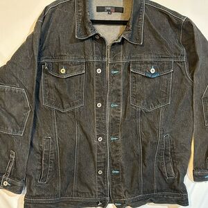 Men's Vintage Black/ Dark Gray Denim Jacket